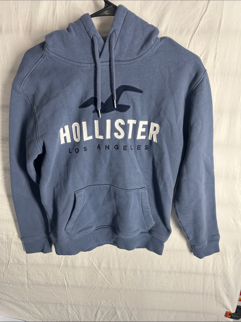 Hollister Men's Slate Blue Logo Pullover Hoodie